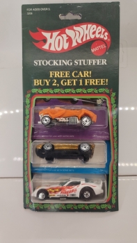 CARGOYLE, REDLINER, FIREBIRD FUNNY CAR 3PACK STOCKING STUFFER 1987 HOT WHEELS HONG KONG